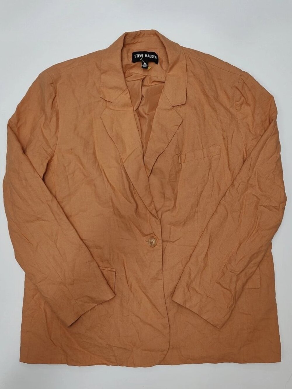 Steve Madden Womens XL Muted Orange Linen Blend One Button Blazer